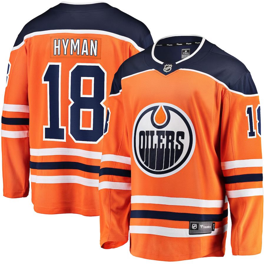 Men Edmonton Oilers 18 Zach Hyman Fanatics Branded Orange Breakaway Player NHL Jersey